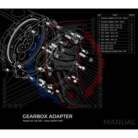Entretoise moteur Toyota JZ 1JZ 2JZ boîte de vitesses manuelle Lexus IS200 J160 Aisin AZ6 1G-FE (1ère gen)