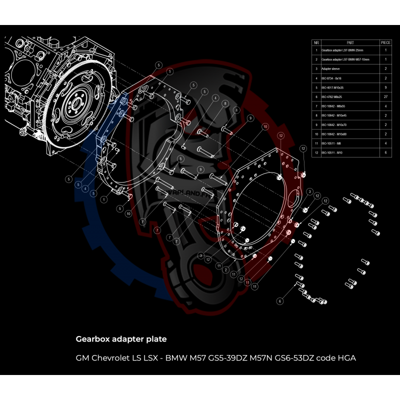 Entretoise moteur GM Chevrolet LS  LT LM LQ boîte de vitesses manuelle BMW (M50-M57)
