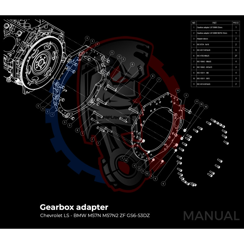 Entretoise moteur GM Chevrolet LS  LT LM LQ boîte de vitesses manuelle BMW (M57N2 / N54)