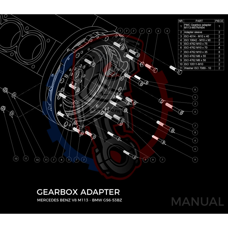 Entretoise moteur Mercedes-Benz V8 M113 V6 M112 boîte de vitesses manuelle BMW (M57N2 / N54)