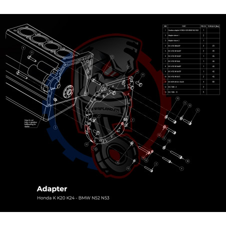 Entretoise moteur Honda K K20 K24 boîte de vitesses manuelle / automatique DCT 8HP BMW propulsion arrière (RWD)