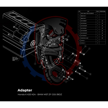 Entretoise moteur Honda K K20 K24 boîte de vitesses manuelle / automatique DCT 8HP BMW propulsion arrière (RWD)