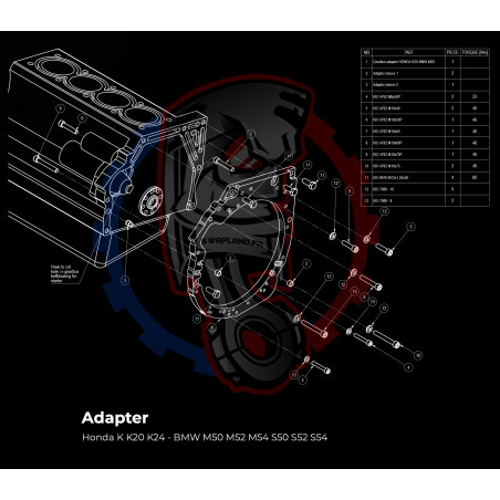 Entretoise moteur Honda K K20 K24 boîte de vitesses manuelle / automatique DCT 8HP BMW propulsion arrière (RWD)