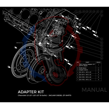 Entretoise moteur GM Chevrolet V8 LS boîte de vitesses Jaguar XF ZF 8HP 8HP70