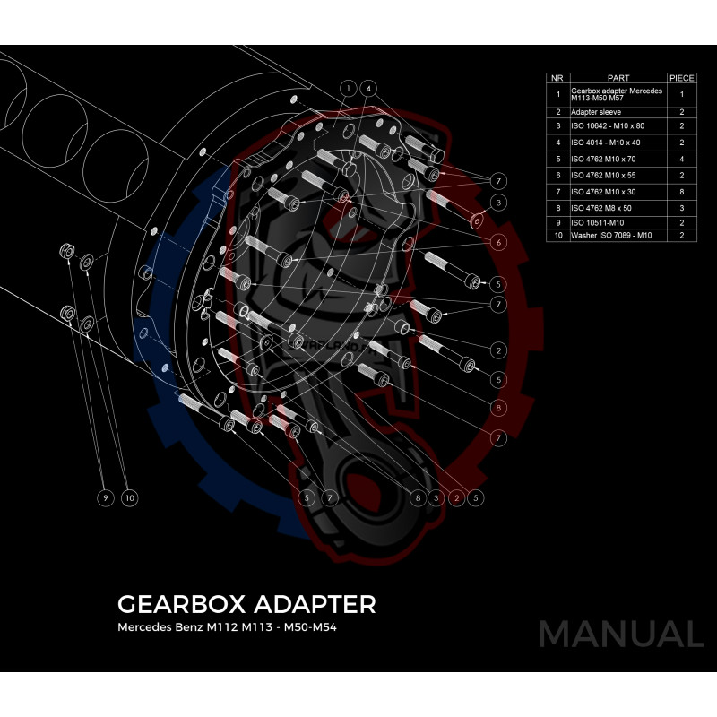 Entretoise moteur Mercedes-Benz V8 M113 V6 M112 boîte de vitesses manuelle BMW M50-M57