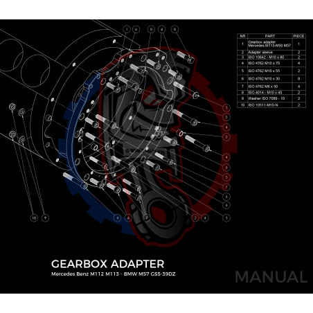 Entretoise moteur Mercedes-Benz V8 M113 V6 M112 boîte de vitesses manuelle BMW M50-M57