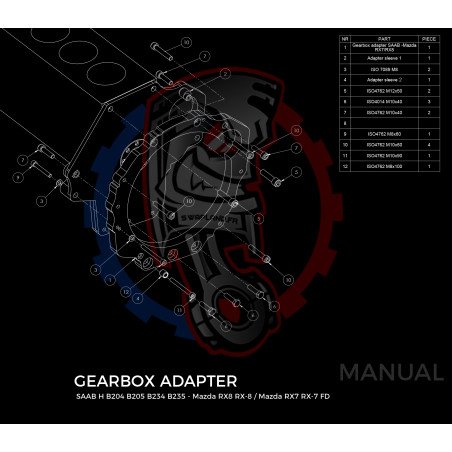 Entretoise moteur Saab H B204 B205 B234 B235 boîte de vitesses Mazda RX-7 Mazda RX-8