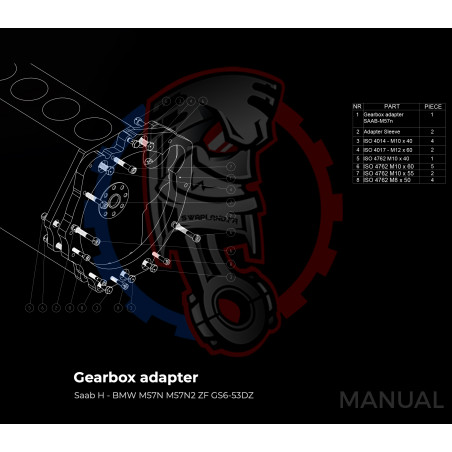 Entretoise moteur Saab H B204 B205 B234 B235 boîte de vitesses BMW M57N2 RWD (propulsion arrière)