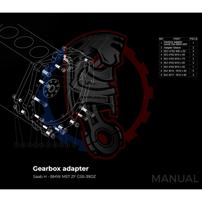 Entretoise moteur Saab H B204 B205 B234 B235 boîte de vitesses BMW M50-M57 RWD (propulsion arrière) - Swapland