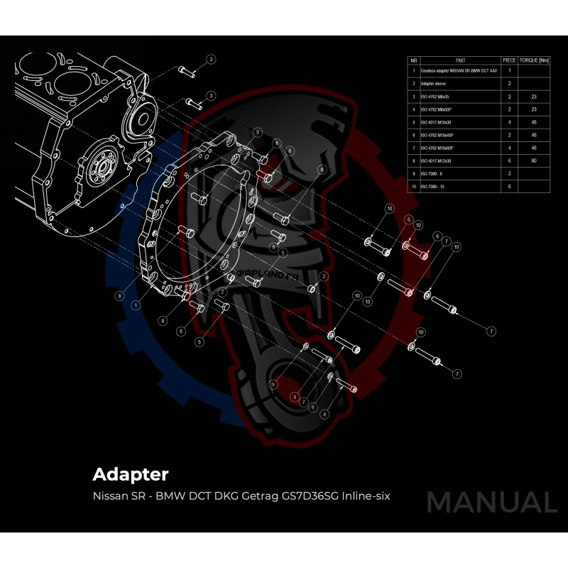 Entretoise moteur Nissan SR20DE SR20DET boîte de vitesses manuelle et automatique BMW DCT 8HP - Swapland