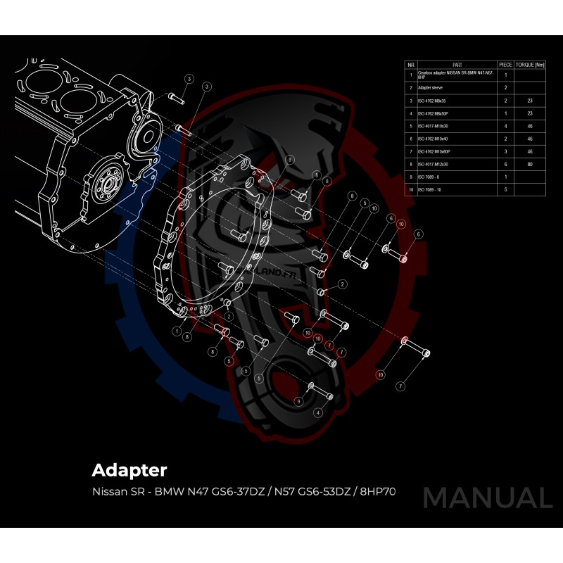 Entretoise moteur Nissan SR20DE SR20DET boîte de vitesses manuelle et automatique BMW DCT 8HP - Swapland