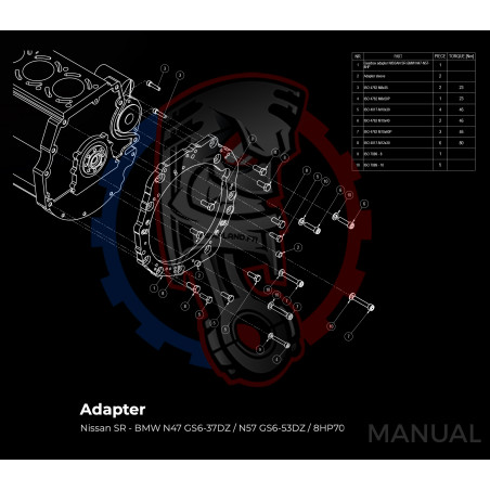 Entretoise moteur Nissan SR20DE SR20DET boîte de vitesses manuelle et automatique BMW DCT 8HP - Swapland