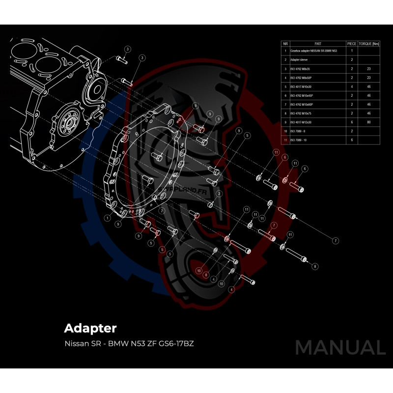 Entretoise moteur Nissan SR20DE SR20DET boîte de vitesses manuelle et automatique BMW DCT 8HP - Swapland