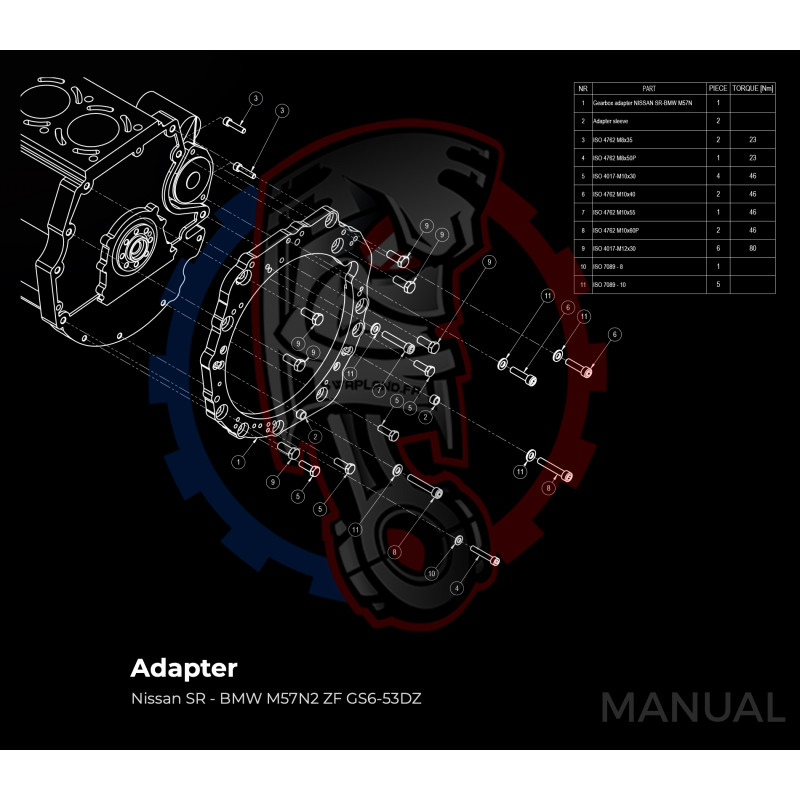 Entretoise moteur Nissan SR20DE SR20DET boîte de vitesses manuelle et automatique BMW DCT 8HP - Swapland