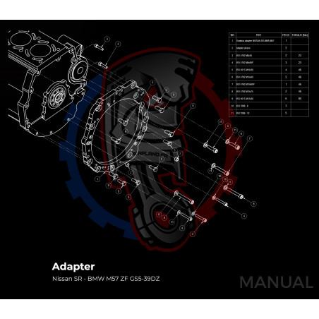 Entretoise moteur Nissan SR20DE SR20DET boîte de vitesses manuelle et automatique BMW DCT 8HP - Swapland