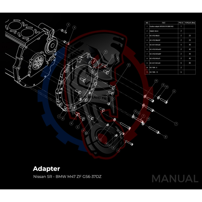 Entretoise moteur Nissan SR20DE SR20DET boîte de vitesses manuelle et automatique BMW DCT 8HP - Swapland