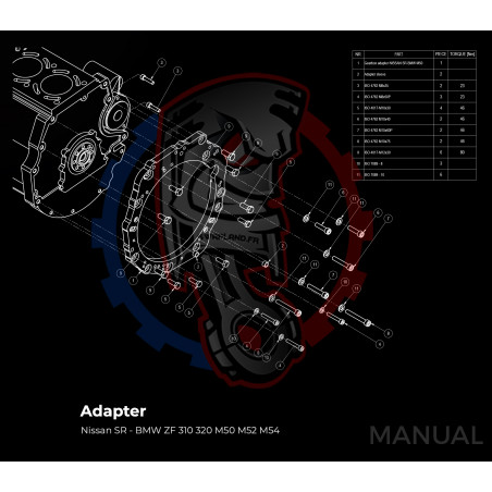 Entretoise moteur Nissan SR20DE SR20DET boîte de vitesses manuelle et automatique BMW DCT 8HP - Swapland