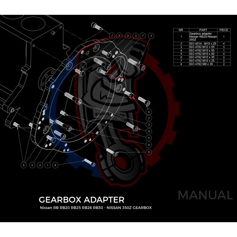 Entretoise moteur Nissan RB RB20 RB25 RB26 RB30 boîte de vitesses Nissan 350Z Z33 370Z Z34 CD009 - Swapland