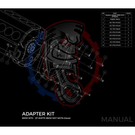 Entretoise moteur BMW V12 M70 M73 boîte de vitesses BMW M57N M57N2 GS6-53DZ N57 N57N ZF 8HP70 - Swapland
