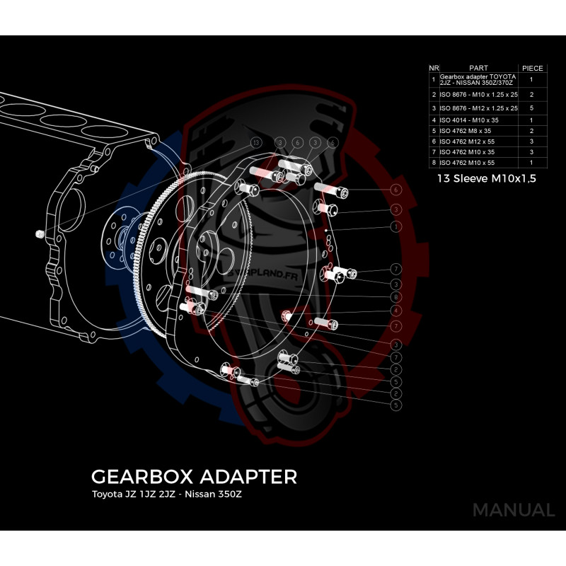 Entretoise moteur Toyota JZ 1JZ 2JZ boîte de vitesses Nissan 350Z Z33 370Z Z34 CD009 - Swapland