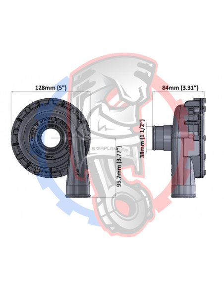 Dimensions pompe à eau aluminium EWP115 12V