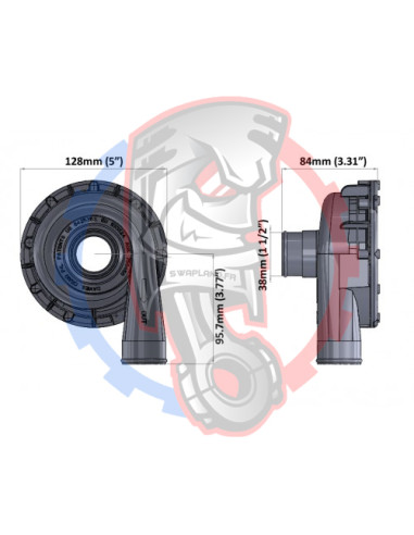Dimensions pompe à eau EWP115 alu