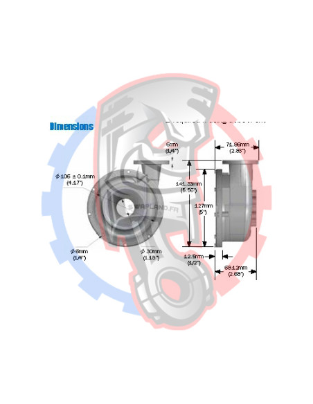 Dimensions pompe à eau électrique Aluminium Davies Craig 130L/min