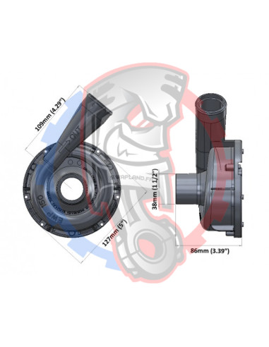 Dimensions pompe à eau électrique Aluminium Davies Craig 150L/min