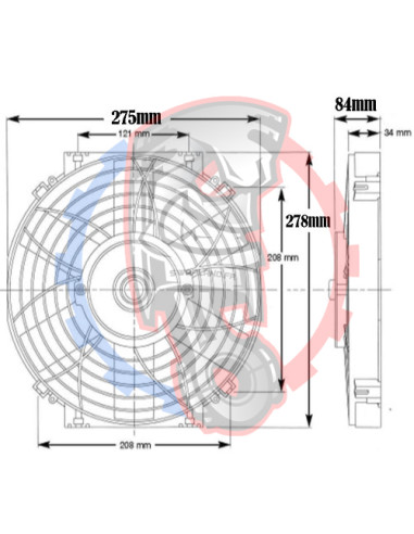 Dimensions ventilateur de radiateur électrique haute performance 10"