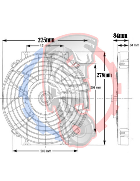 Dimensions ventilateur de radiateur électrique haute performance 10"