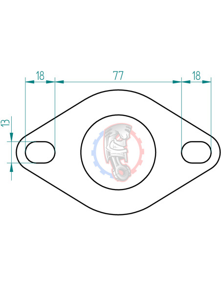 Dimensions bride inox 2 trous d’échappement Powersprint Ø 45 mm