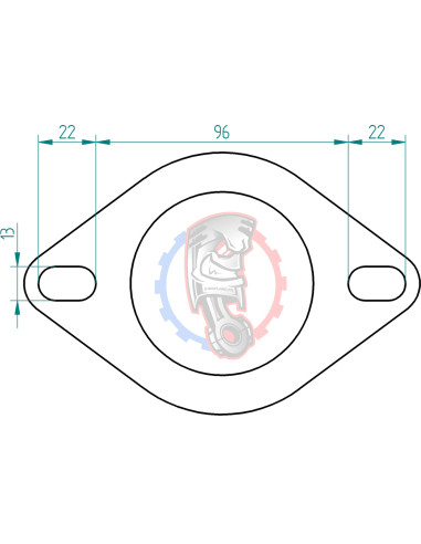 Dimensions bride inox 2 trous d’échappement Powersprint Ø 76 mm