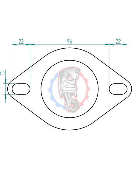 Dimensions bride inox 2 trous d’échappement Powersprint Ø 76 mm