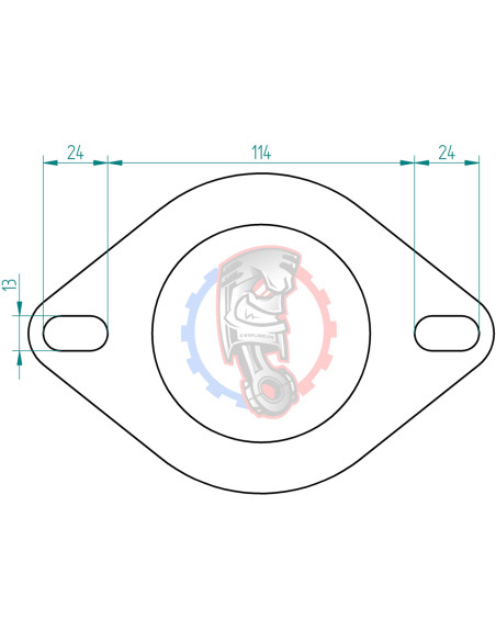 Dimensions bride inox 2 trous d’échappement Powersprint Ø 89 mm