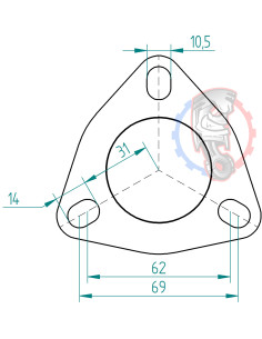 Bride inox 3 trous d’échappement Powersprint Ø 50 mm  2