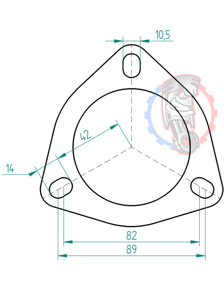 Dimensions bride inox 3 trous d’échappement Powersprint Ø 76 mm