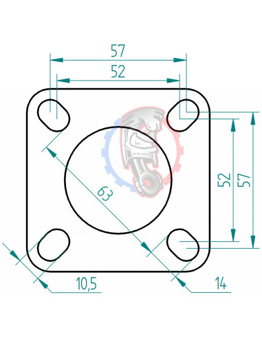 Dimensions bride inox 4 trous d’échappement Powersprint Ø 48 mm
