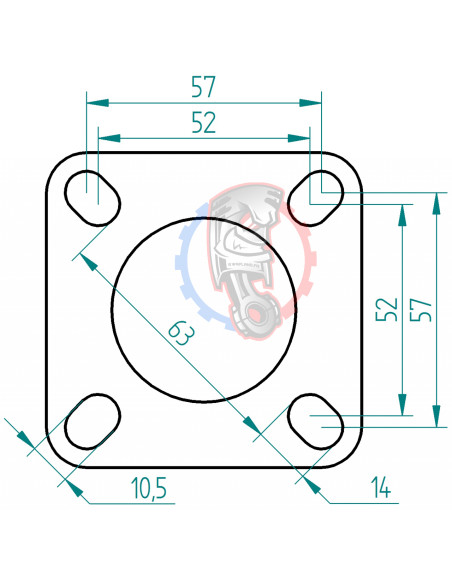 Dimensions bride inox 4 trous d’échappement Powersprint Ø 48 mm