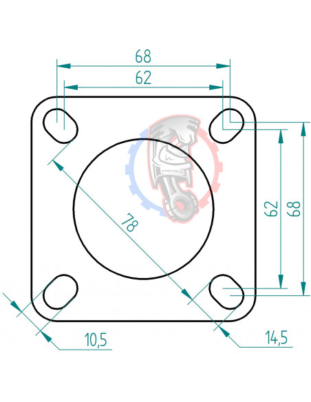 Dimensions bride inox 4 trous d’échappement Powersprint Ø 60 mm