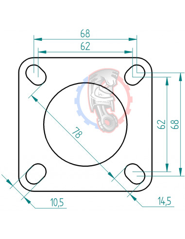 Dimensions bride inox 4 trous d’échappement Powersprint Ø 65 mm