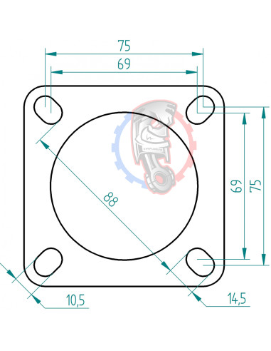 Dimensions bride inox 4 trous d’échappement Powersprint Ø 70 mm