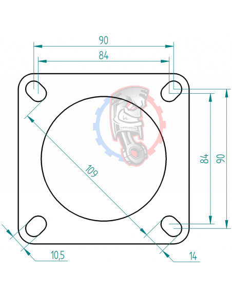 Dimensions bride inox 4 trous d’échappement Powersprint Ø 80 mm