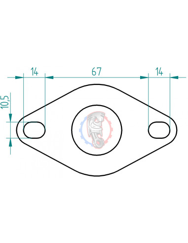Dimensions bride d'échappement 2 trous Powersprint Ø 40 mm