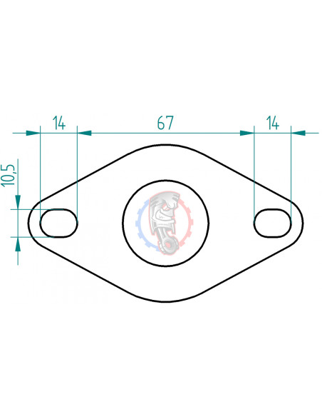Dimensions bride d'échappement 2 trous Powersprint Ø 40 mm