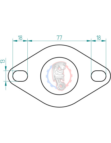 Dimensions bride d'échappement 2 trous Powersprint Ø 45 mm