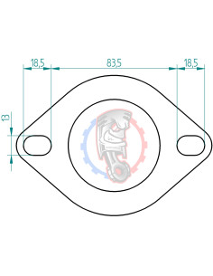 Bride d'échappement 2 trous Powersprint Ø 65 mm  2