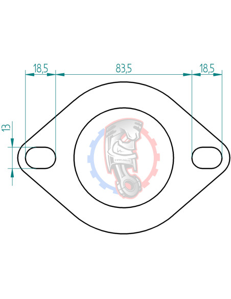 Dimensions bride d'échappement 2 trous Powersprint Ø 65 mm