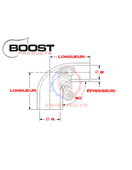 Réducteur coudé 90° silicone Boost Products