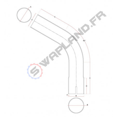 Coude inox 60° avec emmanchement simple 51 à 76mm