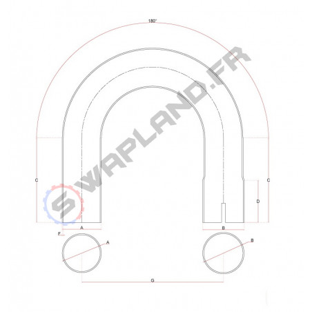 Coude inox 180° avec emmanchement simple 51 à 76mm